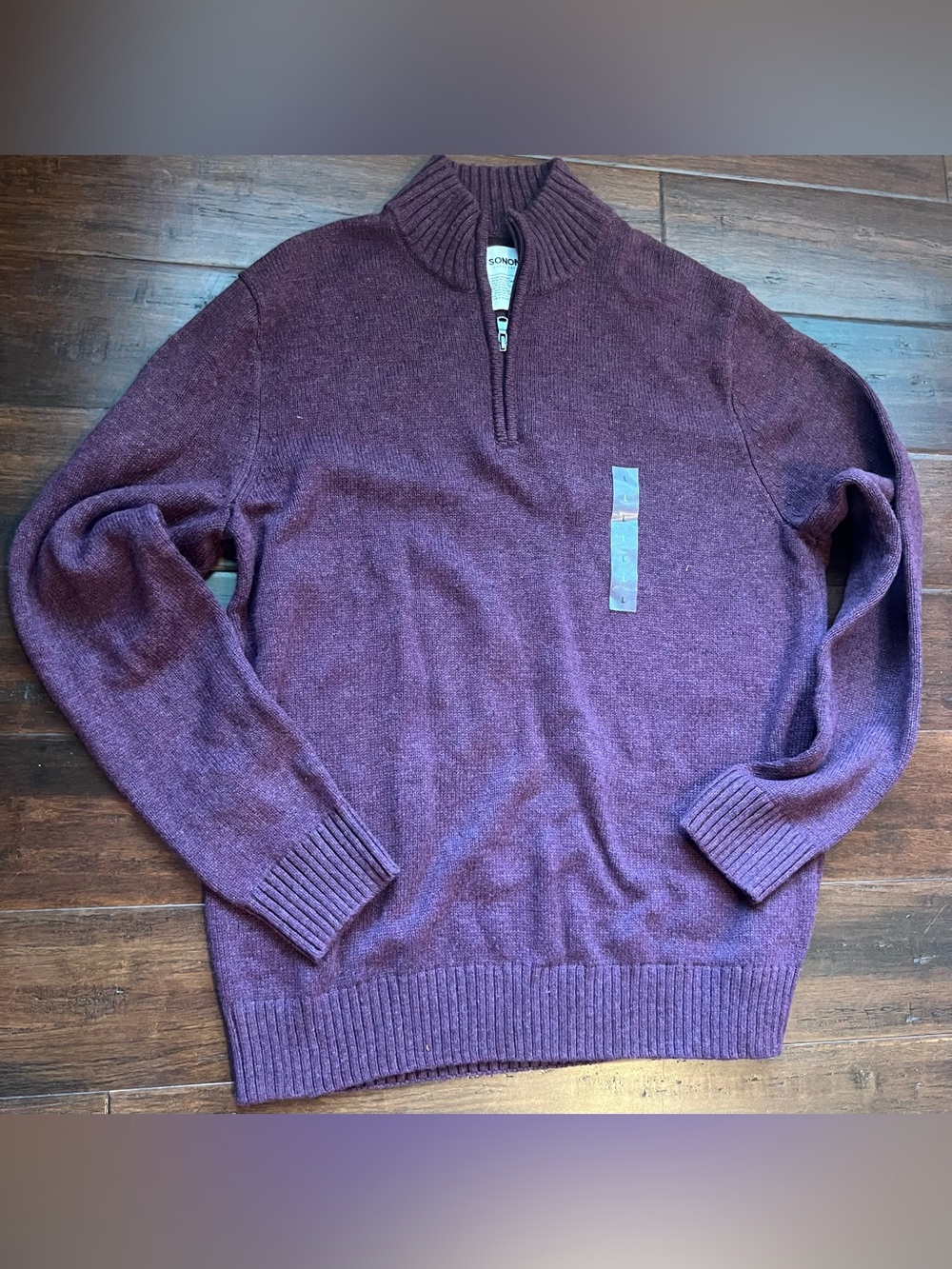 Men's Sonoma large burgundy Half-Zip Sweater NWT